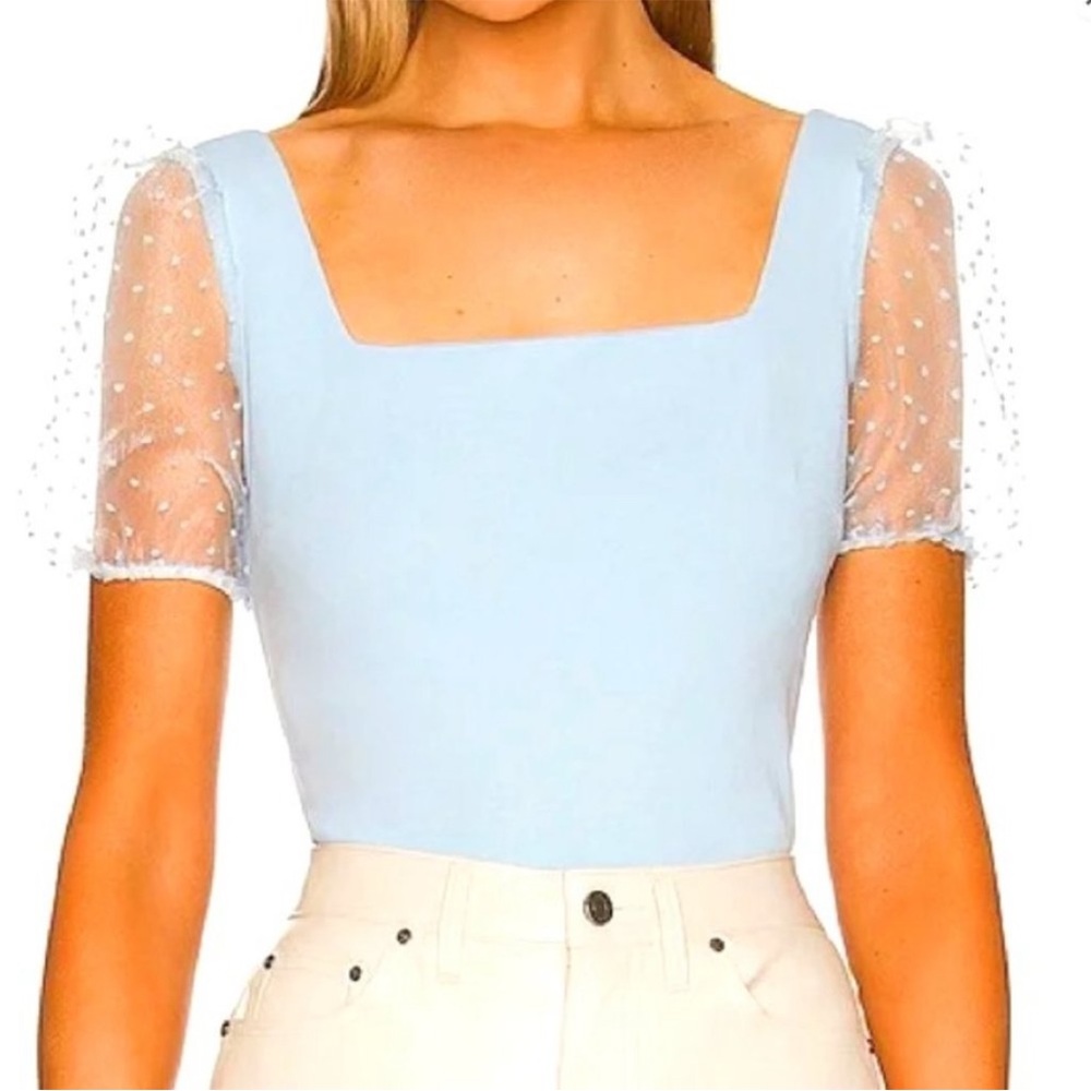 NWT BCBGeneration aquamarine sheer short sleeve top size large perfect condition